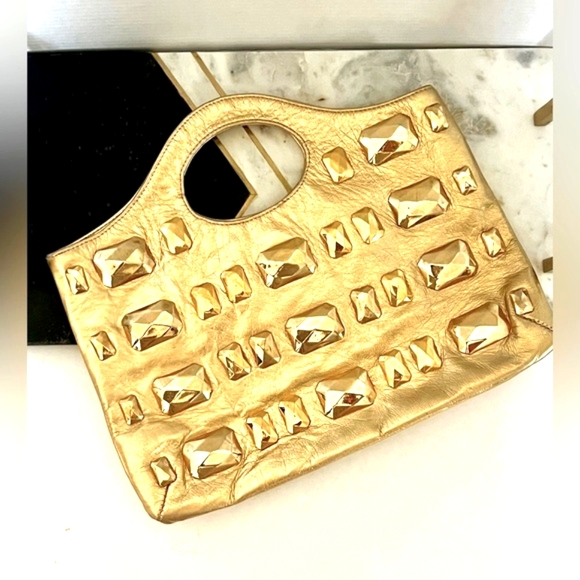 •B-Low the Belt• Stunning Luxe Goldi Rocks bag - Picture 2 of 10